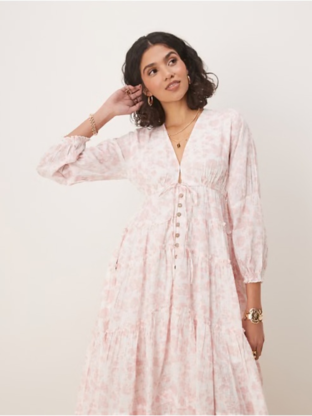 Free People Pappiet Midi Pink Floral Dress